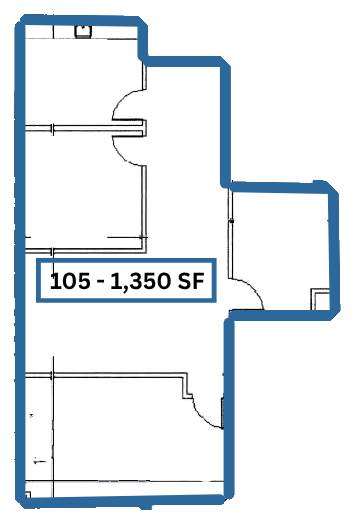 Floor plan outlining Suite 105