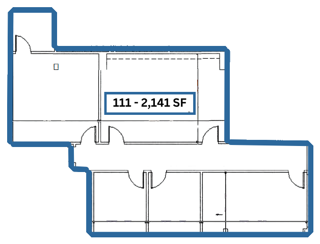 Floor plan outlining Suite 111